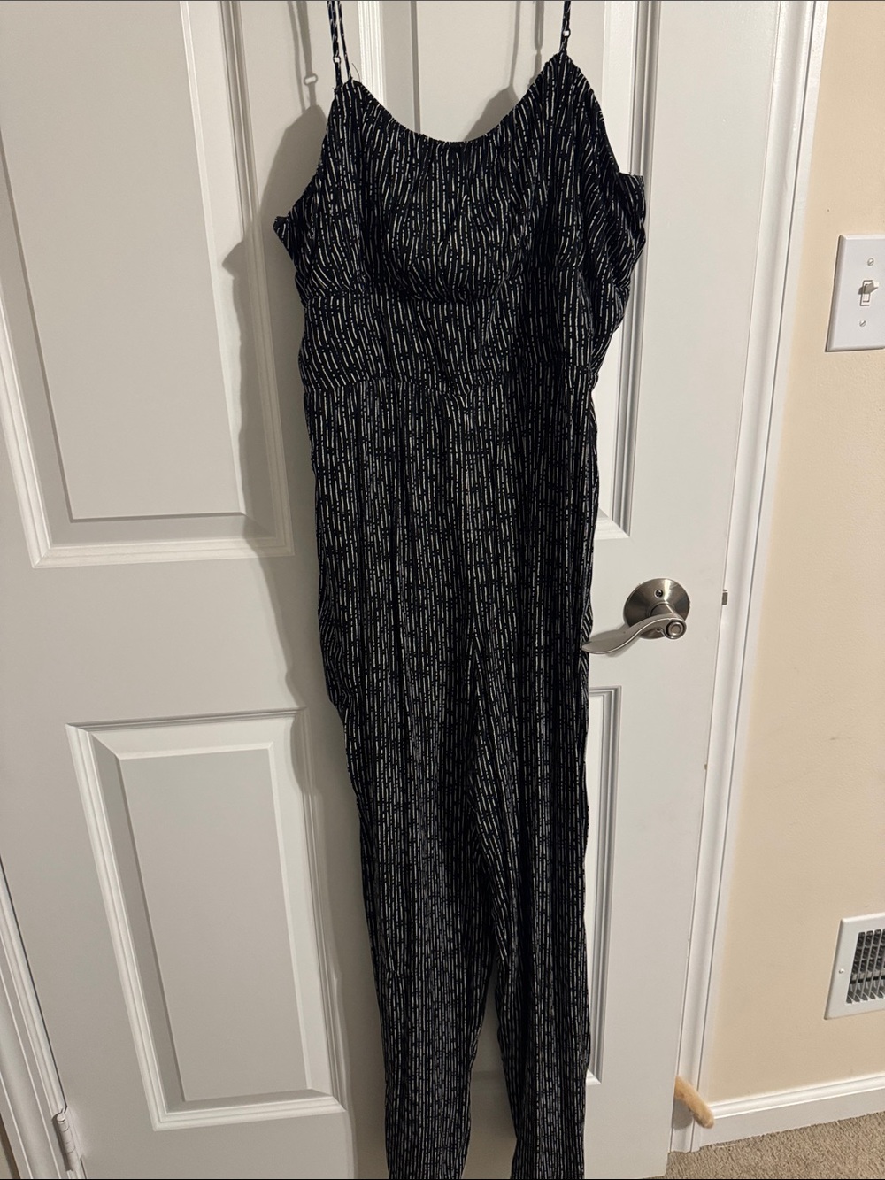 Black Striped Spaghetti-Strap Jumpsuit